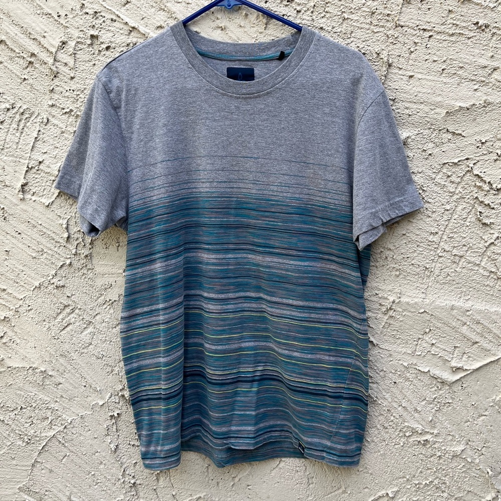 Prana Gray Modern Striped T- shirt Large